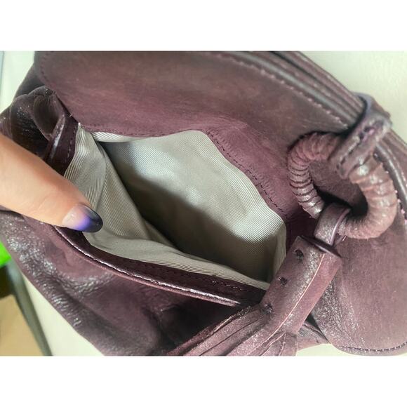 Hobo Birdie Crossbody Leather Purse Purple Metallic - Picture 6 of 8